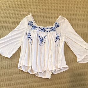 White embroidered free people top
